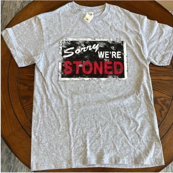 Sorry We're Stoned Graphic Tee in Heather Gray - Picture 1 of 9